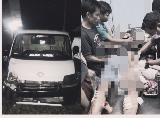 Adu Banteng di Jalan, Polsek Malunda Amankan TKP Kecelakaan di Jalan Poros