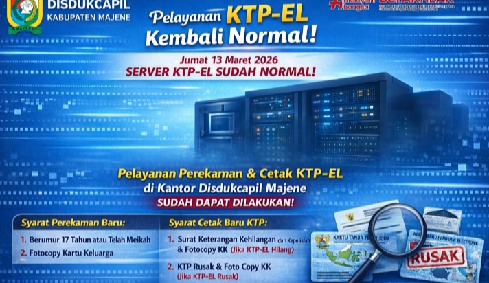 Pelayanan Perekaman KTP-EL di Majene Kembali Dibuka, Disdukcapil Sudah Surati Camat